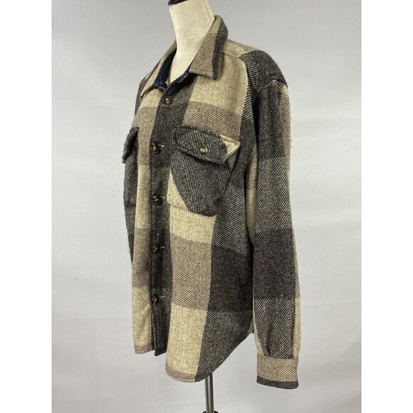 Structure Expedition Gear Shacket Plaid Shirt Medium Button Down Pockets Neutral - Picture 2 of 9